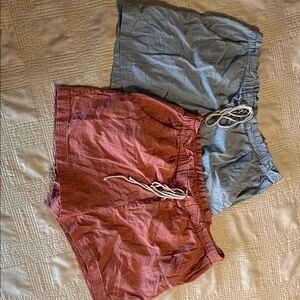 Casual Red and Blue Shorts Set
